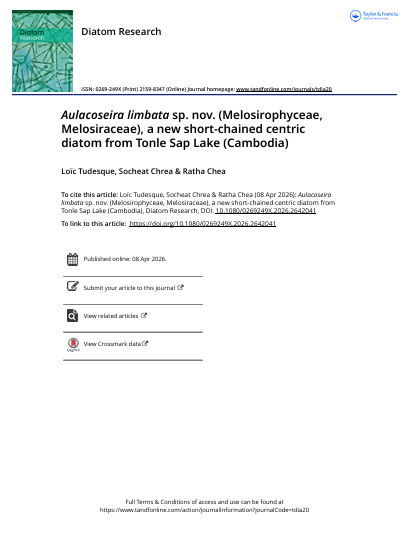 Aulacoseira limbata sp. nov. (Melosirophyceae, Melosiraceae), a new short-chained centric diatom from Tonle Sap Lake (Cambodia)