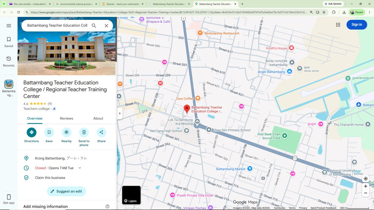 Battambang Teacher Education College Map